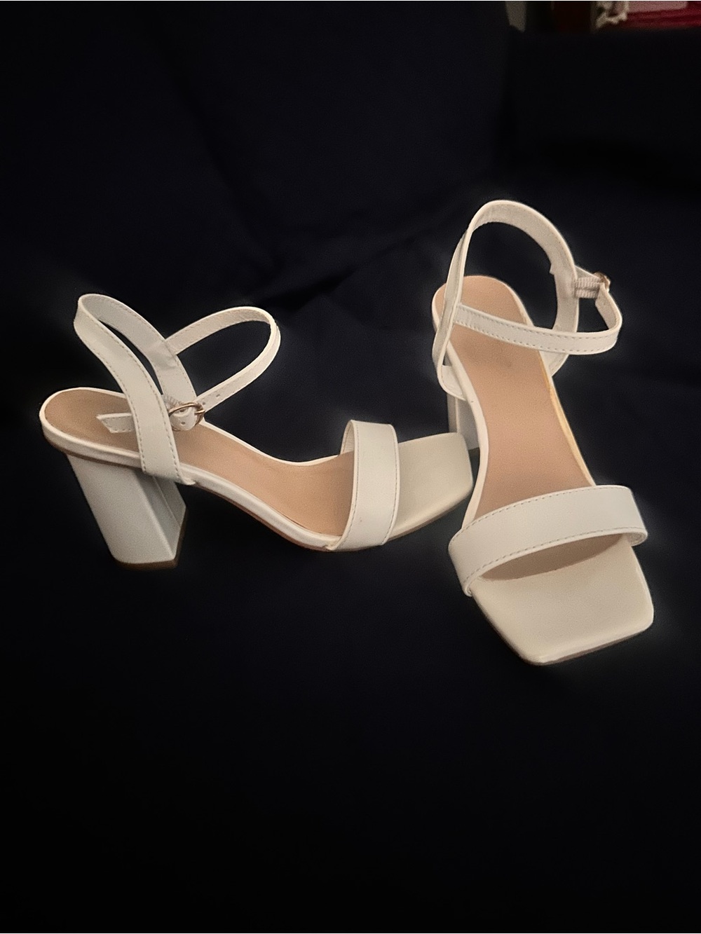 Classic White Block Heel Sandals - Women